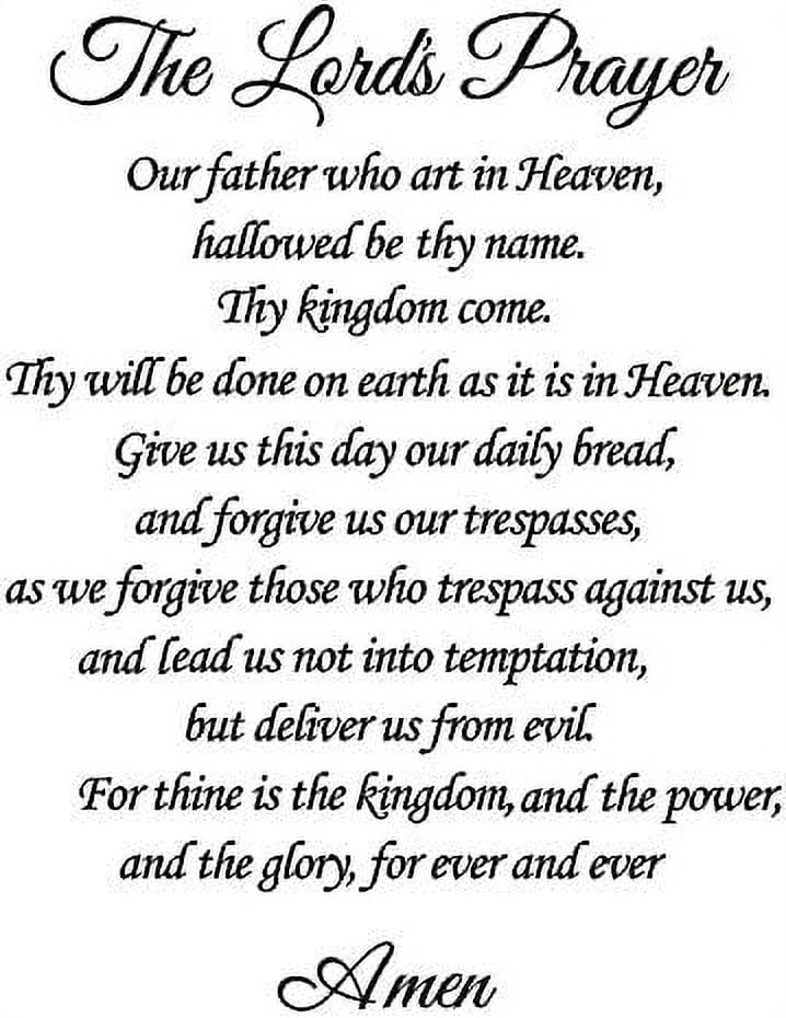 The Lords Prayer Our Father who Art in Heaven, Hallowed by Thy Name. Thy Kingdom Come, Thy Will be Done on Earth as it is in Heave Wall Art Sayings Sticker Décor Decal Prayer Church
