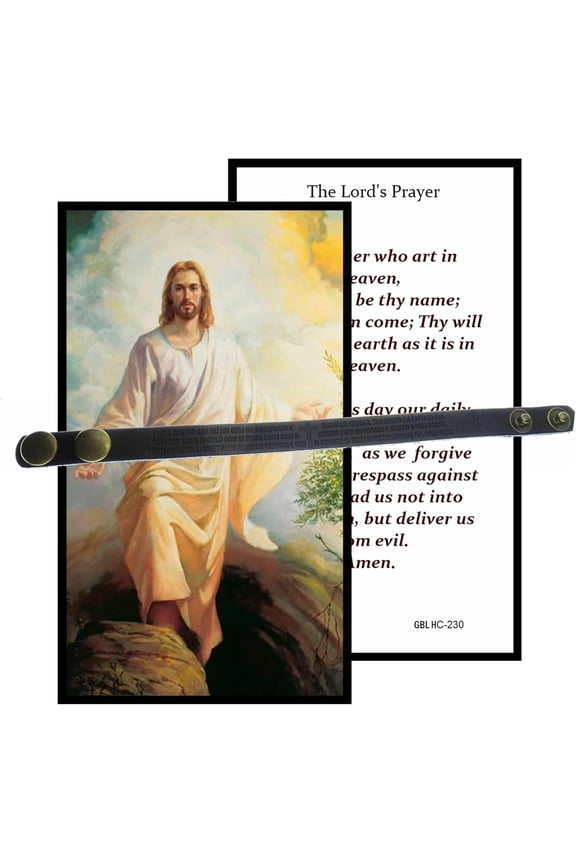 Lords Prayer Leather Bracelet Padre Nuestro Brazalete Wrap Leather Bracelet snap closure unisex and s free Blessed Prayer Card
