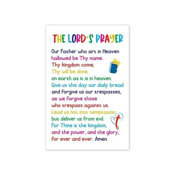 Lords Prayer Poster - Lords Prayer Wall Poster,Our father prayer Decor; Bible Study Scripture Decor for Church; Classroom; Bedroom; Nursery; Blessed Christian Gift for Kids Poster