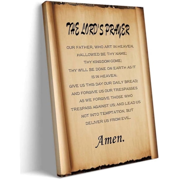 Lords Prayer Wall Art Bible Verses Wall Art Framed Quotes Poster Vintage Religious Quotes Wall Art Scripture Posters For Bedroom Decorations Framed (12x18 inch)