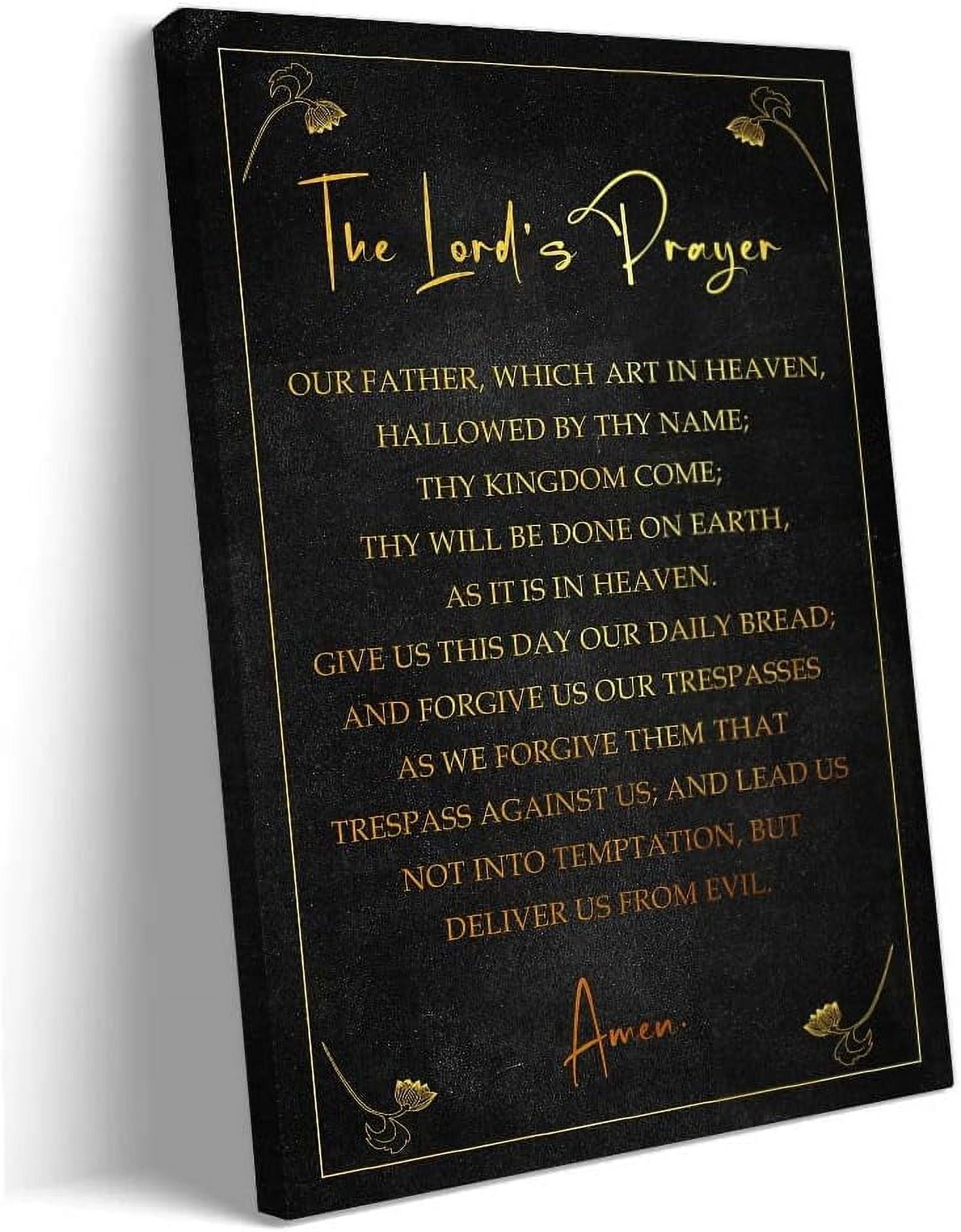 Lords Prayer Wall Art Canvas Framed Our Father Prayer Poster Vintage ...
