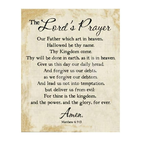 The Lords Prayer Wall Art - Christian Wall Decor, Vintage Parchment Print with Inspirational Bible Quotes for Living Room, Office, Church & Home Decor