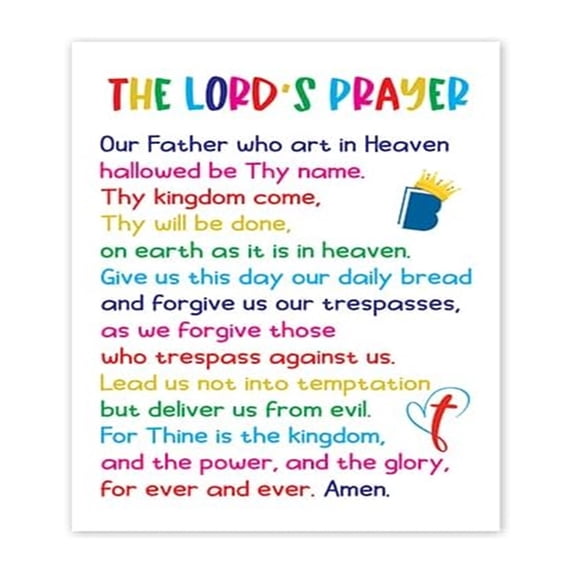 Lords Prayer Wall Art Our Father Prayer Poster Biblical Decor for Church Classroom Nursery Kids Room Inspirational Christian Gift Idea