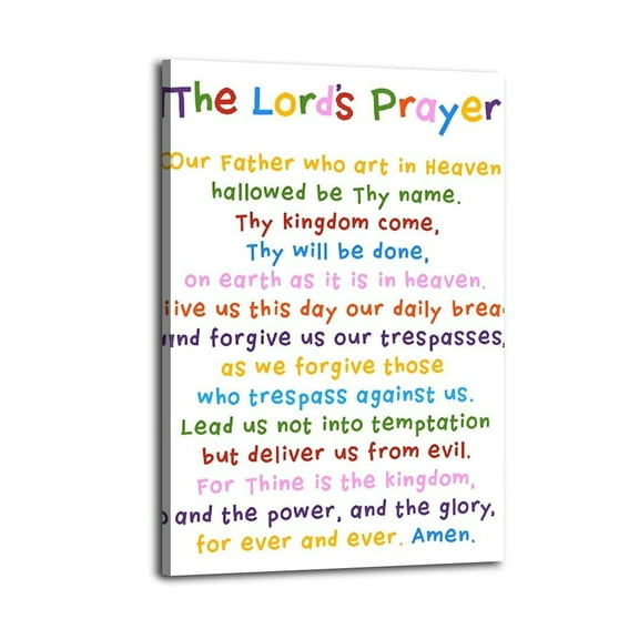 Lords Prayer Wall Art - Religious Bible Study Scripture Decor for Church, Poster Great Wall Art for Home Decor,fathers Day Posters for Room, Office Or Living Room