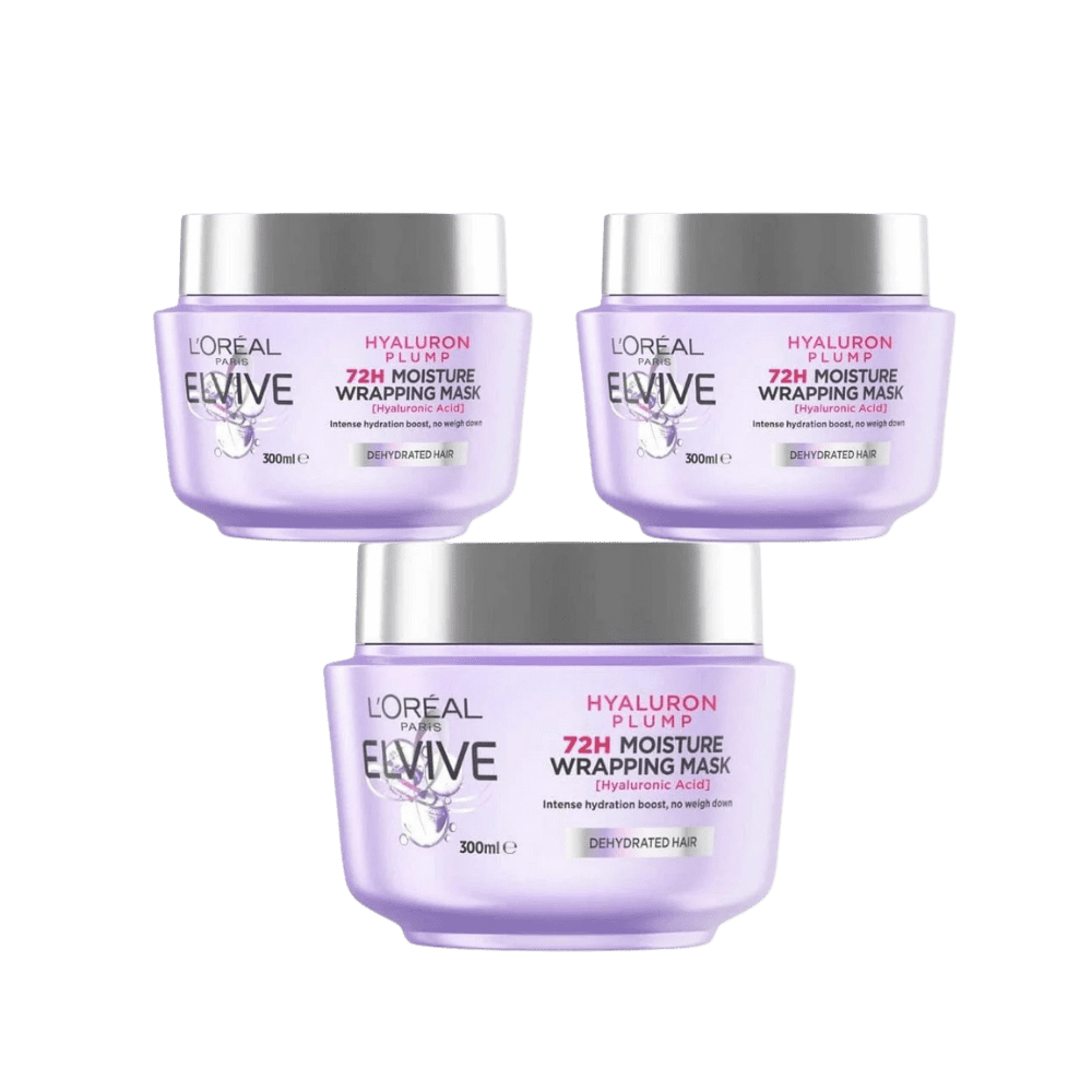 Loreal Elseve Hydra [Hyaluronic] 72 Hour Moisture Plumping Mask 300 ml 3 Pack