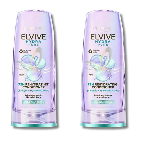 Loreal Elseve Hydra [Hyaluronic] Pure Salicylic Acid Anti-Oil Purifying Conditioner 250 ml 2 Pack