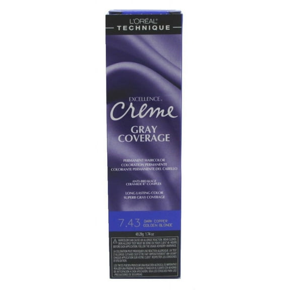 Loreal Excel Creme Color #7.43 Dark Copper Gold Blonde 1.74 Ounce (51ml) (Pack of 2)