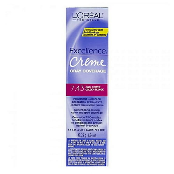Loreal Excel Creme Hair Color #7.43 Dark Copper Gold Blonde, 1.74 Oz, 3 Pack