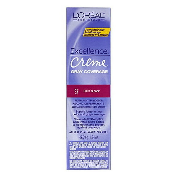 Loreal Excel Creme Hair Color # 9 Light Blonde, 1.74 Oz, 6 Pack