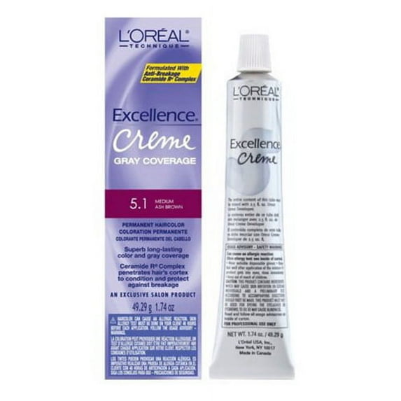Loreal Excellence Creme Permanent Hair Color # 5.1 Medium Ash Brown, 1.74 Oz, 3 Pack