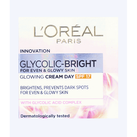 Loreal Glycolic Bright Glowing Day Cream SPF17 Brightening Prevents Dark Spots
