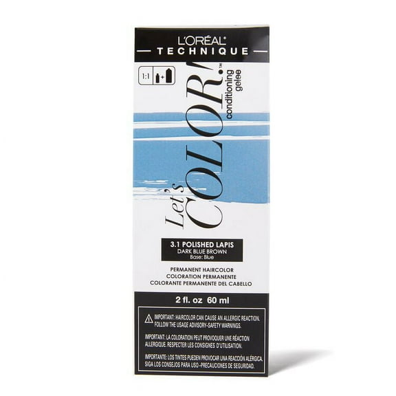 Loreal Lets Color 3.1 Polished Lapis Dark Blue Brown Permanent Haircolor, 2 Oz