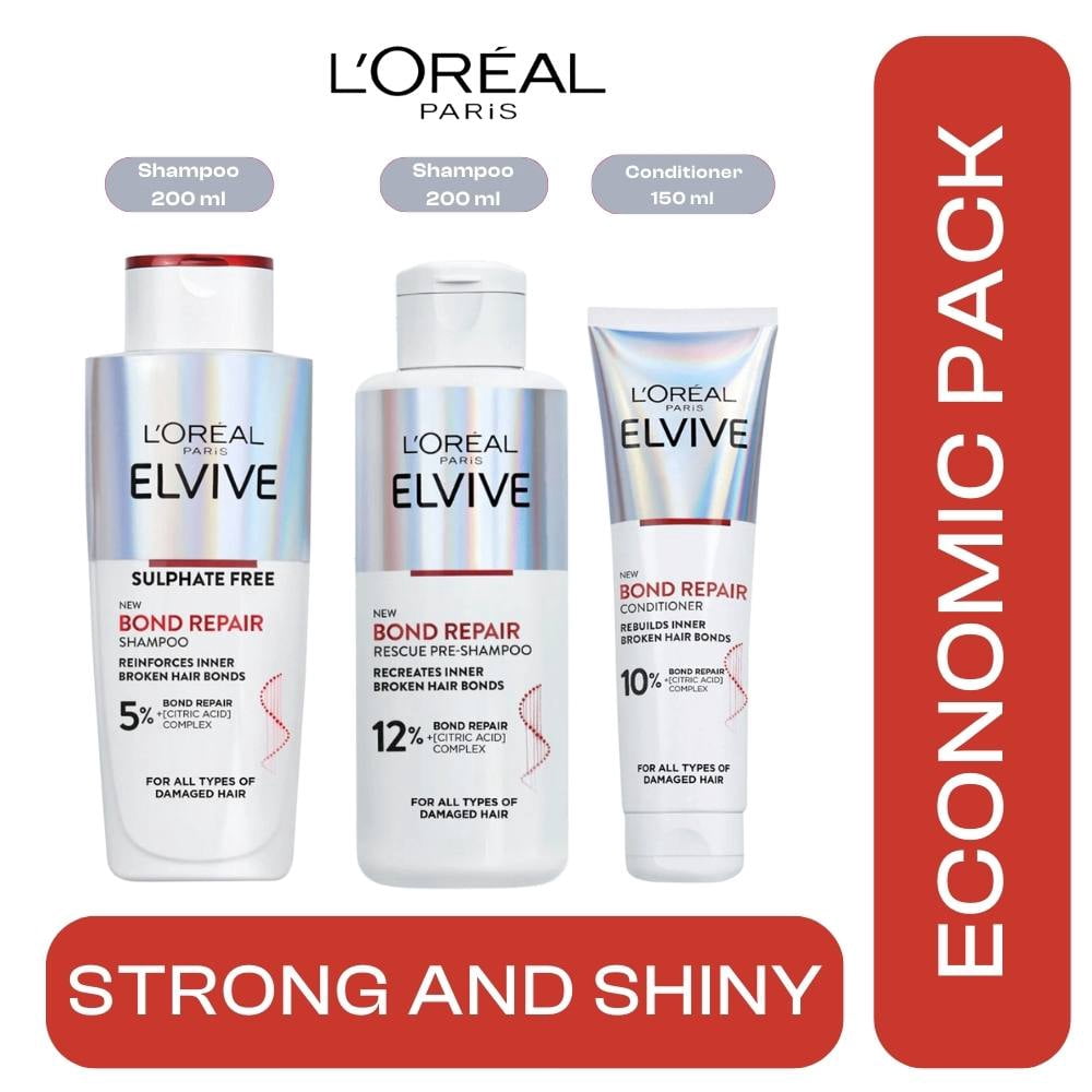 Loreal Paris Elseve (Elvive) Bond Repair 3 Economic Pack Shampoo and Conditioner Hair Care Set