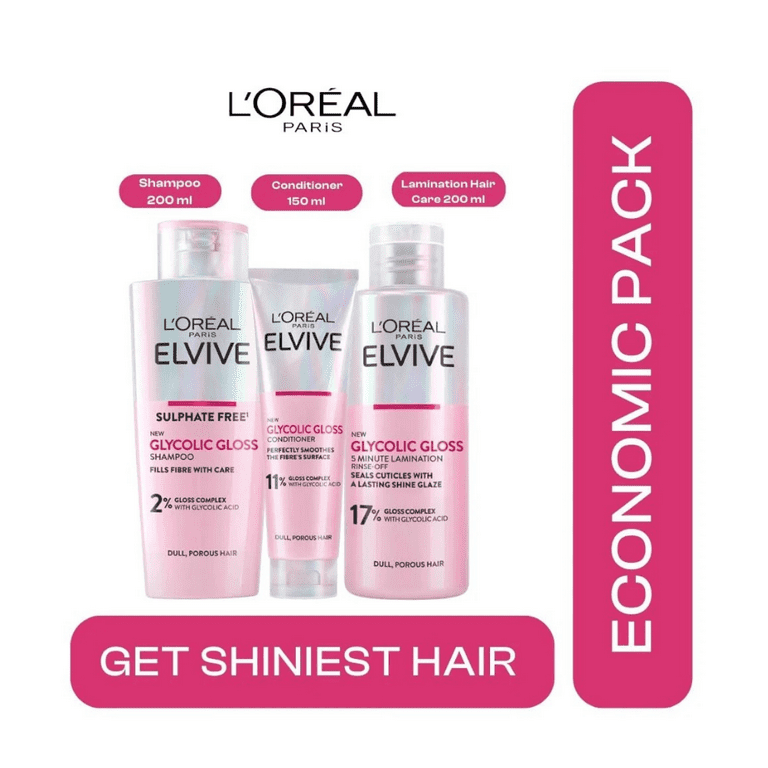 Loreal Paris Elseve (Elvive) Glycolic Gloss 3 Economic Pack