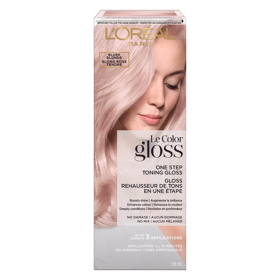 Loreal Paris Le Color Gloss One Step In-Shower Toning Hair Gloss, Neutralizes Brass, Conditions & Boosts Shine, Blush Blonde, 4 Fl Oz Packaging May Vary