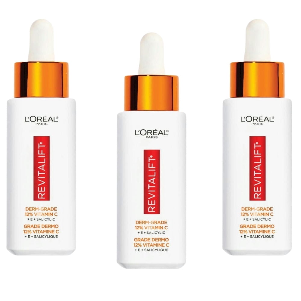 Loreal Paris Revitalift 12% Pure Vitamin C + E + Salicylic Acid Brightening Serum 3 Pack