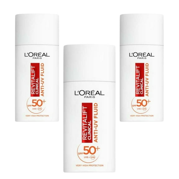 Loreal Paris Revitalift Clinical Spf 50+ Daily High UV Protection Face Sunscreen 50ml 3 Pack