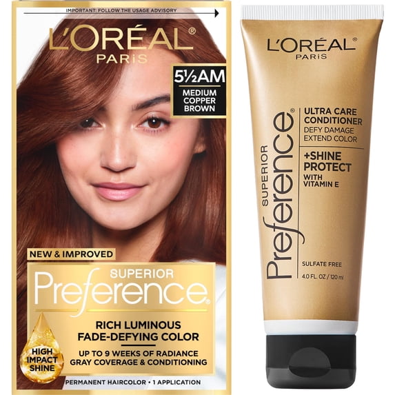 L'Oreal Paris Superior Preference Permanent Hair Color Medium Copper Brown PLUS PREFERENCE CONDITIONER