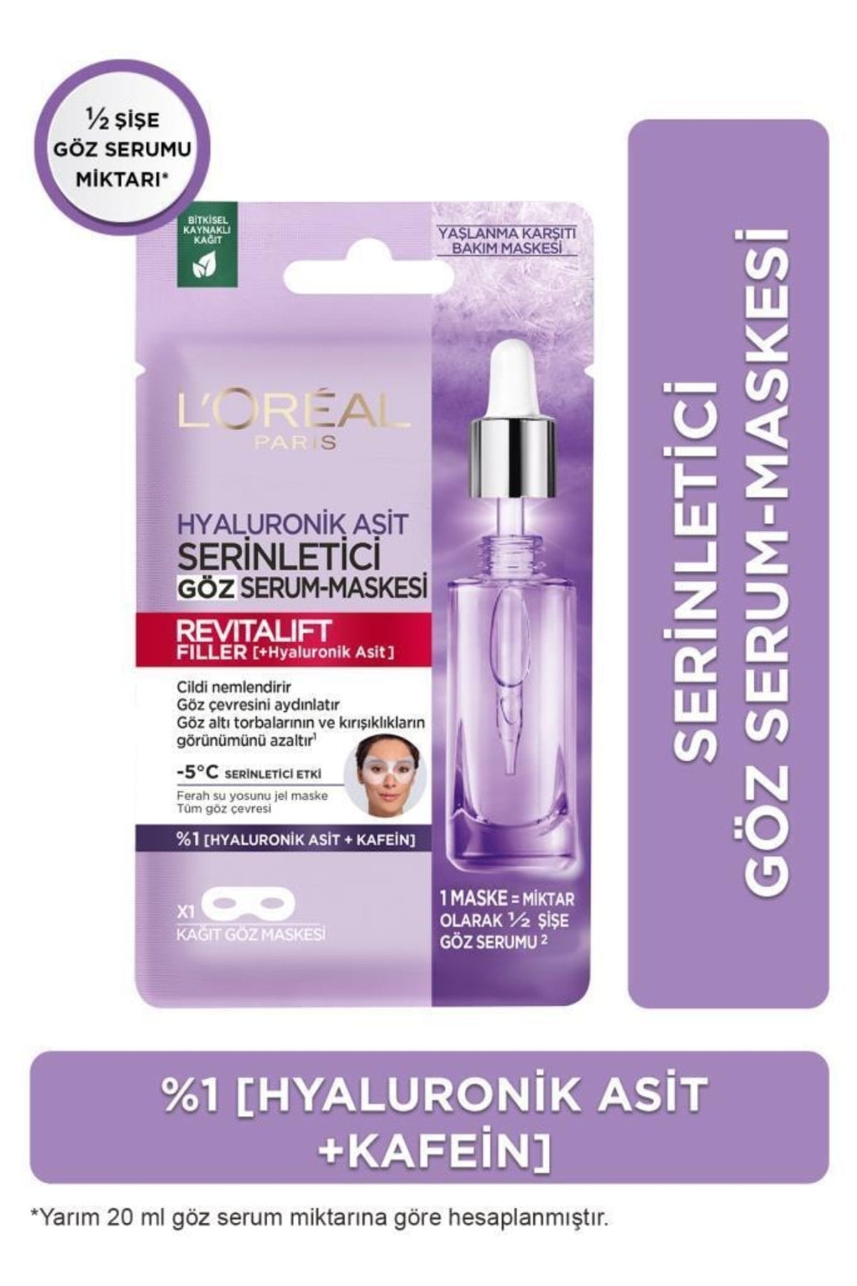 Loreal Revitalift Filler Cooling Hyaluronic Acid + Caffeine Eye Serum Serum Mask