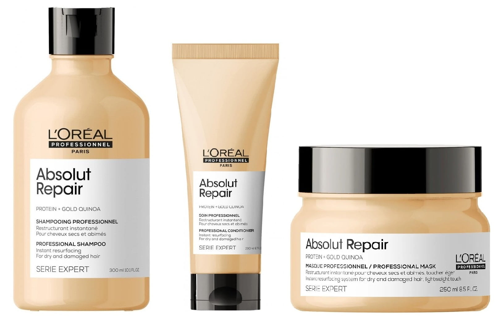 Loreal Serie Expert Absolut Repair Gold Shampoo 10.1 oz, Conditioner 6.