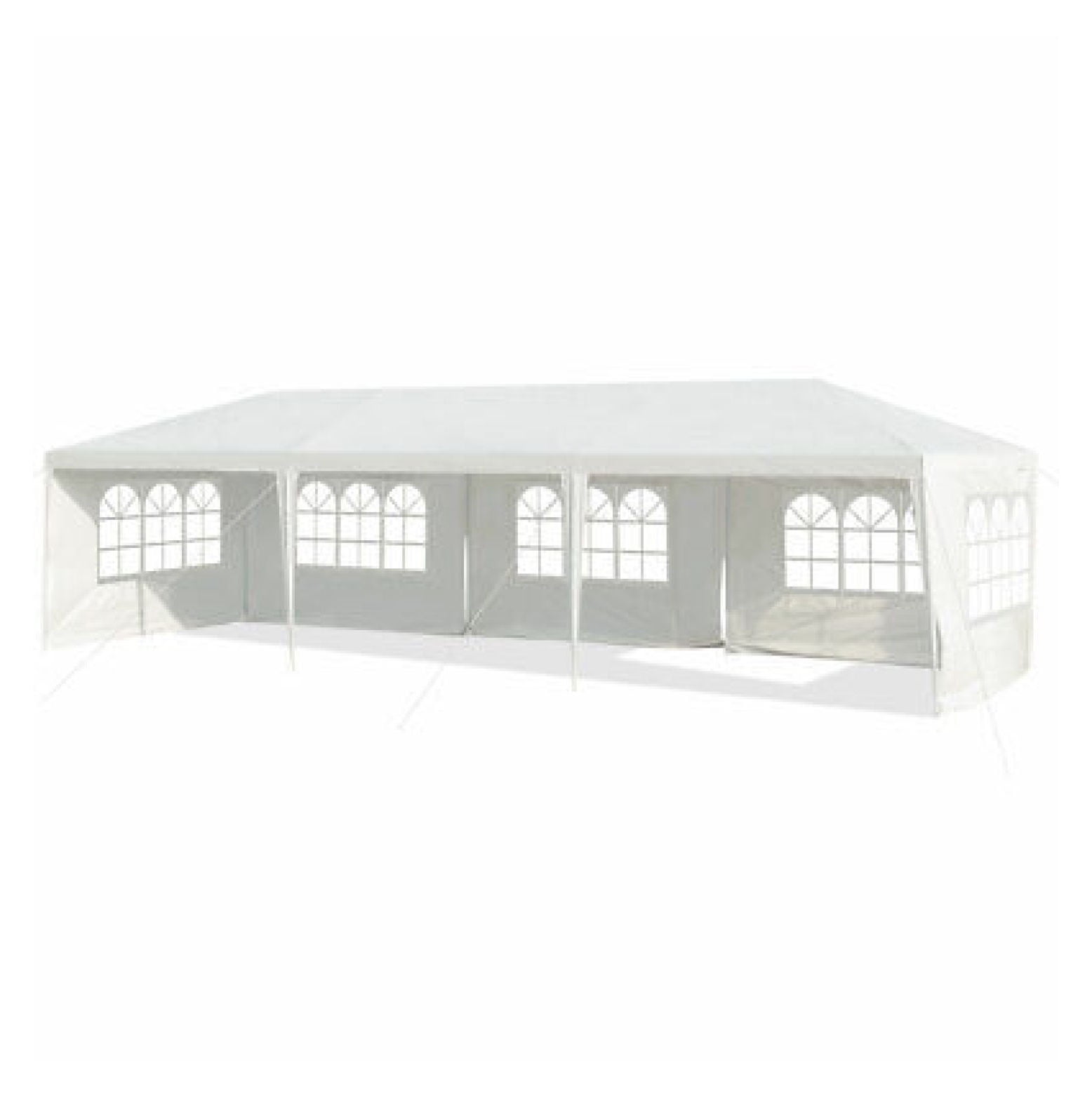 White 10' x 30' Steel and PE Outdoor Canopy Tent with Sidewalls