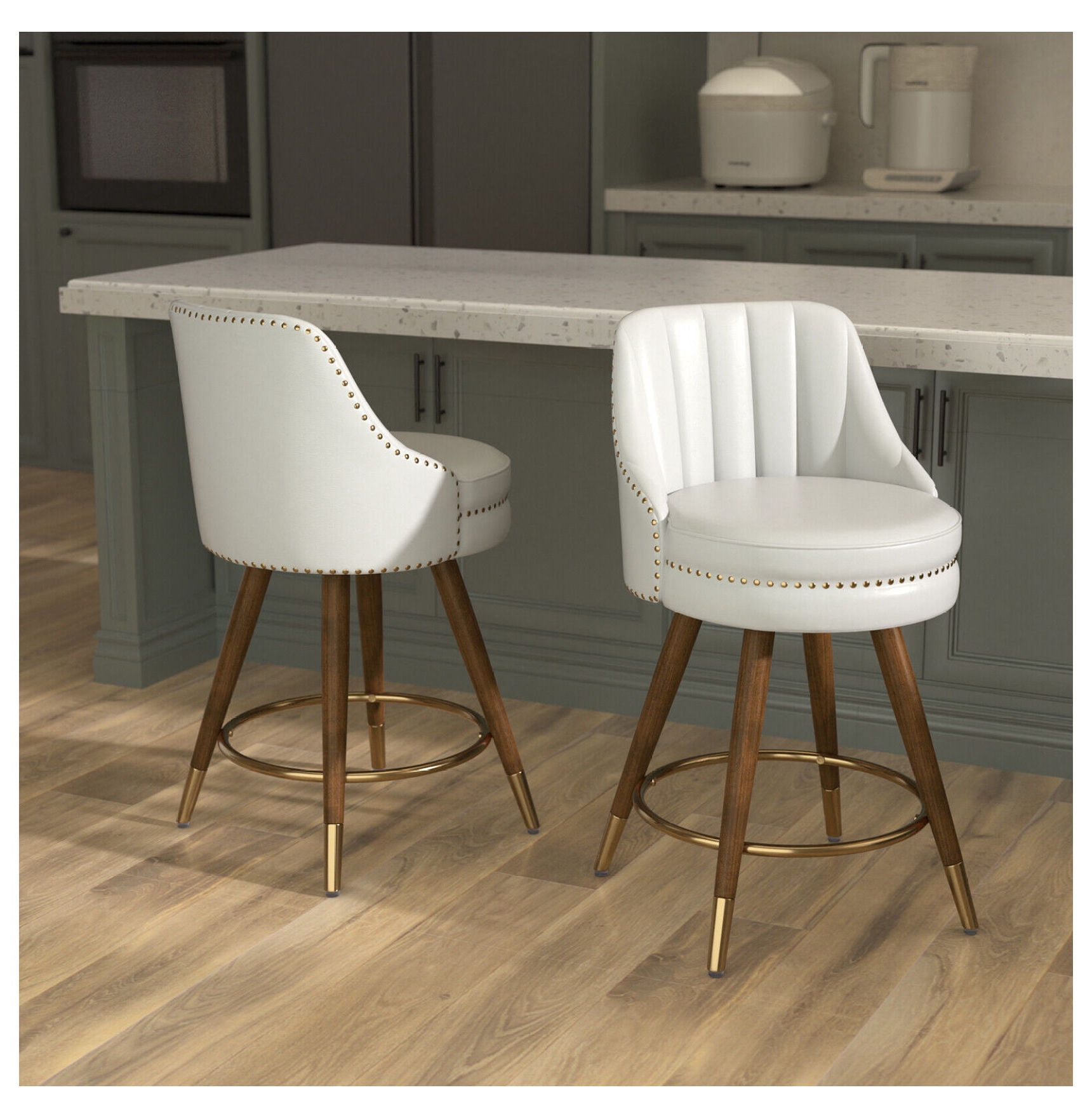 Lorelia 24" Swivel Bar Stools Set of 2/4 Counter Height Bar Stools PU