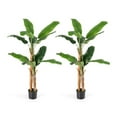 Lorelia 2PCS 5.5 FT Artificial Banana Tree w/ Large Leaves, Stalks ...