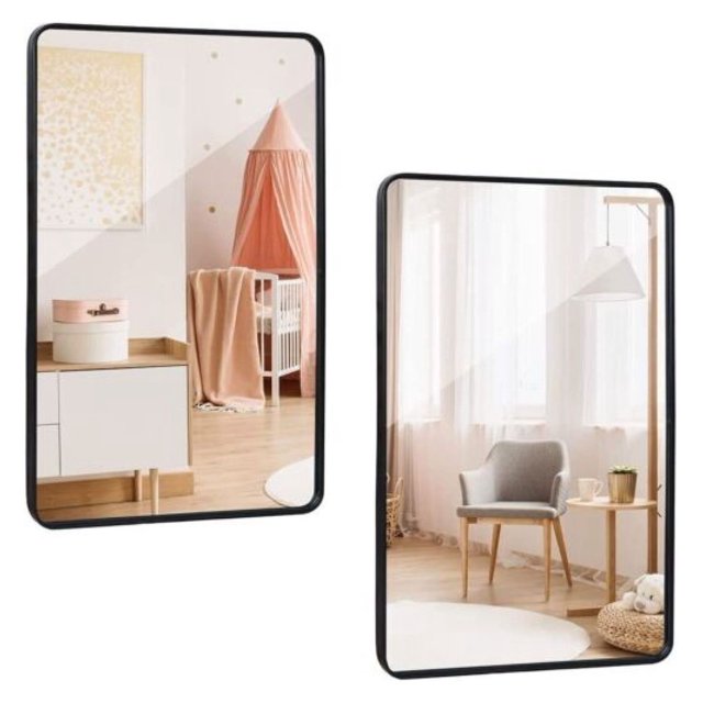 Lorelia 2PCS Vanity Wall Hanging Mirror for Bathroom Hangs Horizontal