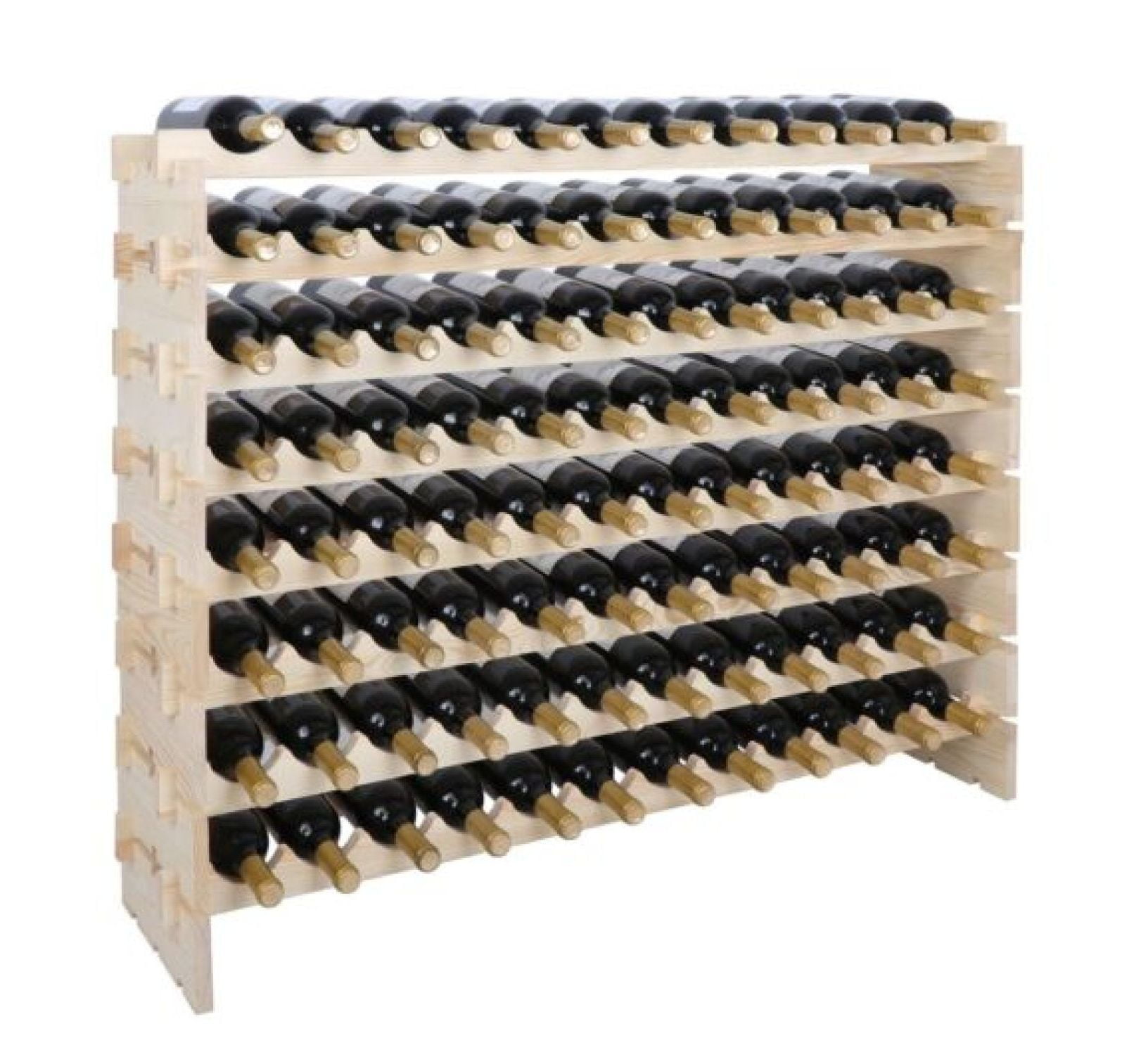 Natural Pine 96-Bottle Modular Wine Rack with Unfinished Wood