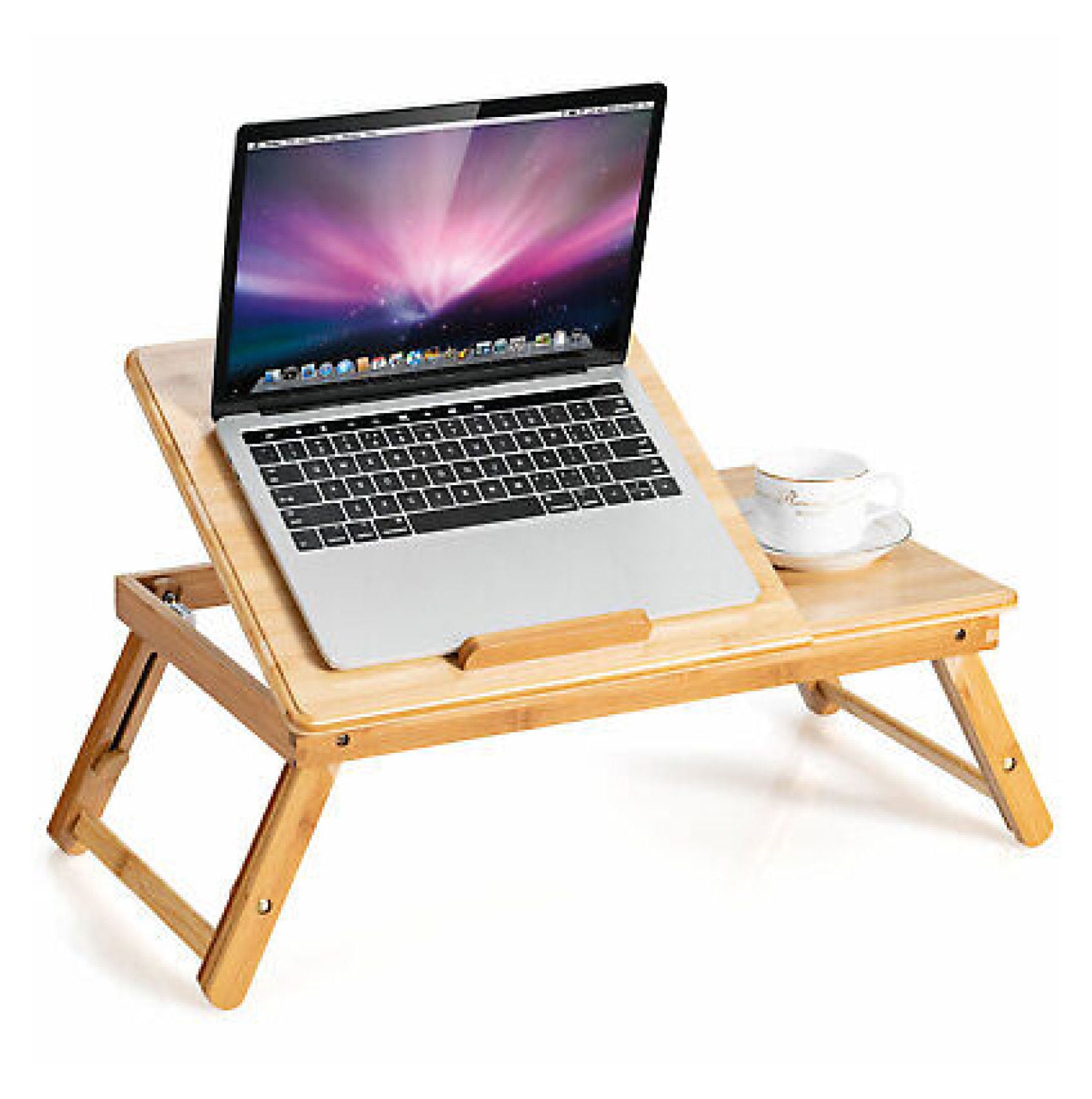 Lorelia Adjustable Bed Tray Folding Bamboo Laptop Desk w/Drawer Heat