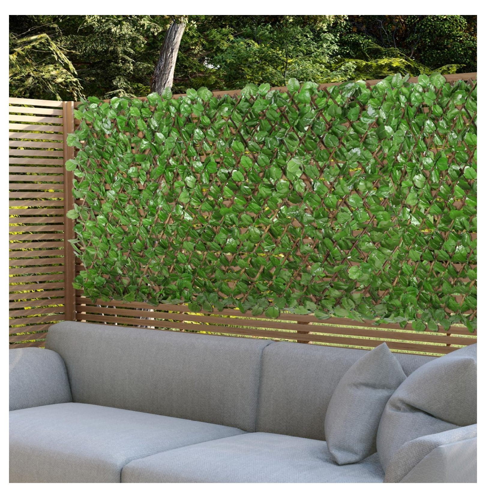 Lorelia Artificial Privacy Screen Fence Expandable 3PcsFaux Green Leaf