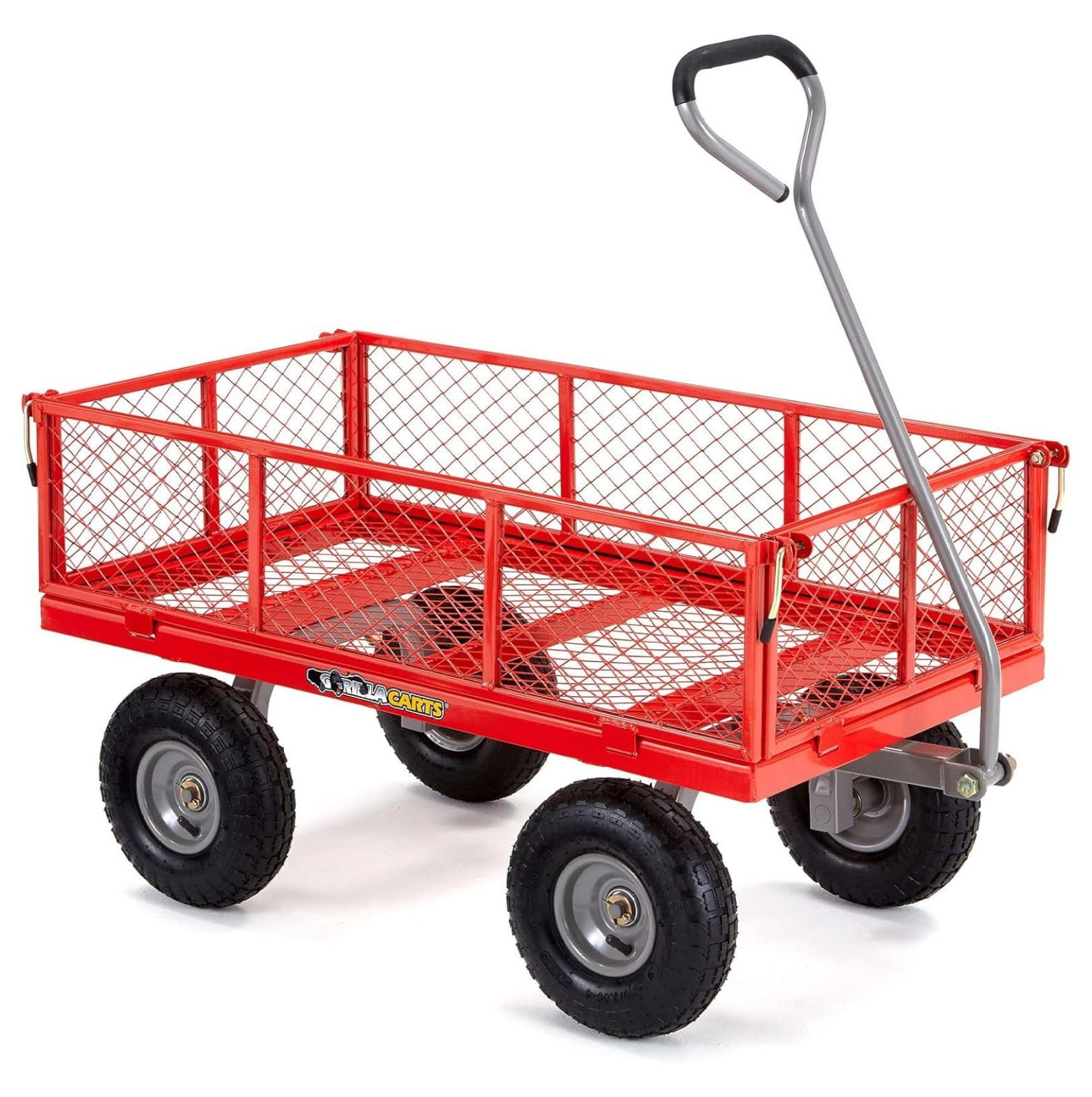 Red Heavy-Duty Steel Utility Wagon with Removable Sides