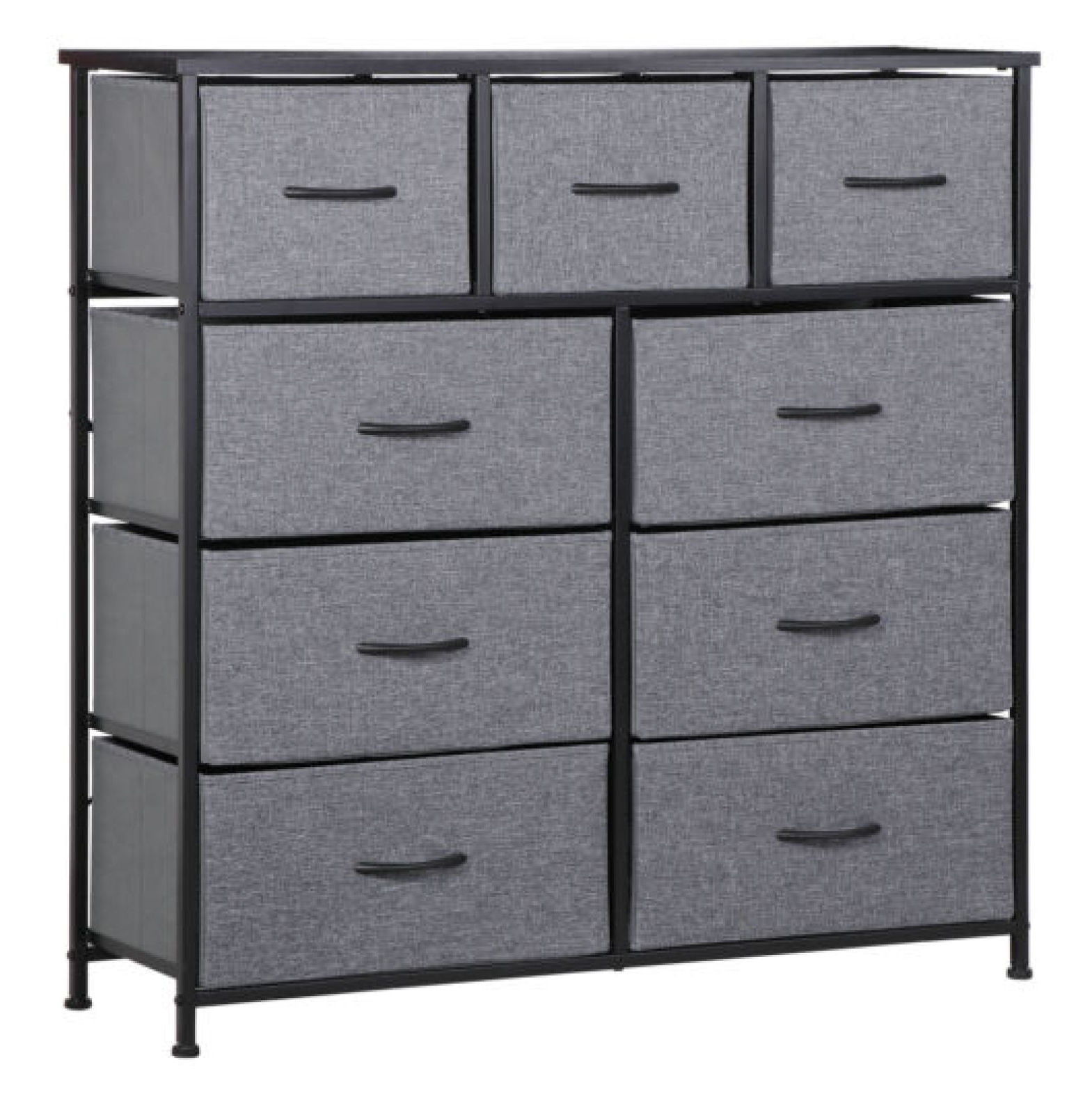 Gray Fabric 9-Drawer Vertical Storage Dresser with Levelers
