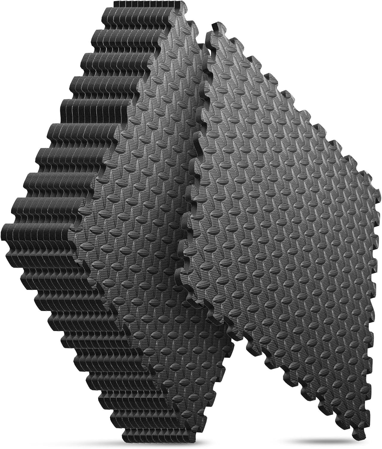 Dalles De Sol En Mousse EVA Puzzle - Tapis De Gym 1/2 Pouce (48 Sq Ft) - 12 Pièces - Noir