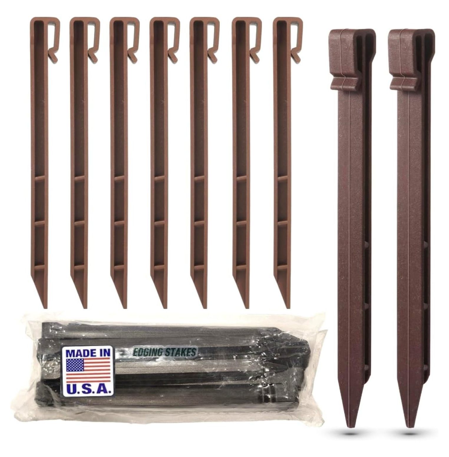 Lorelia USA MADE (25 PACK) Brown 10" Inch Heavy Duty Plastic Landscape Edging Stakes
