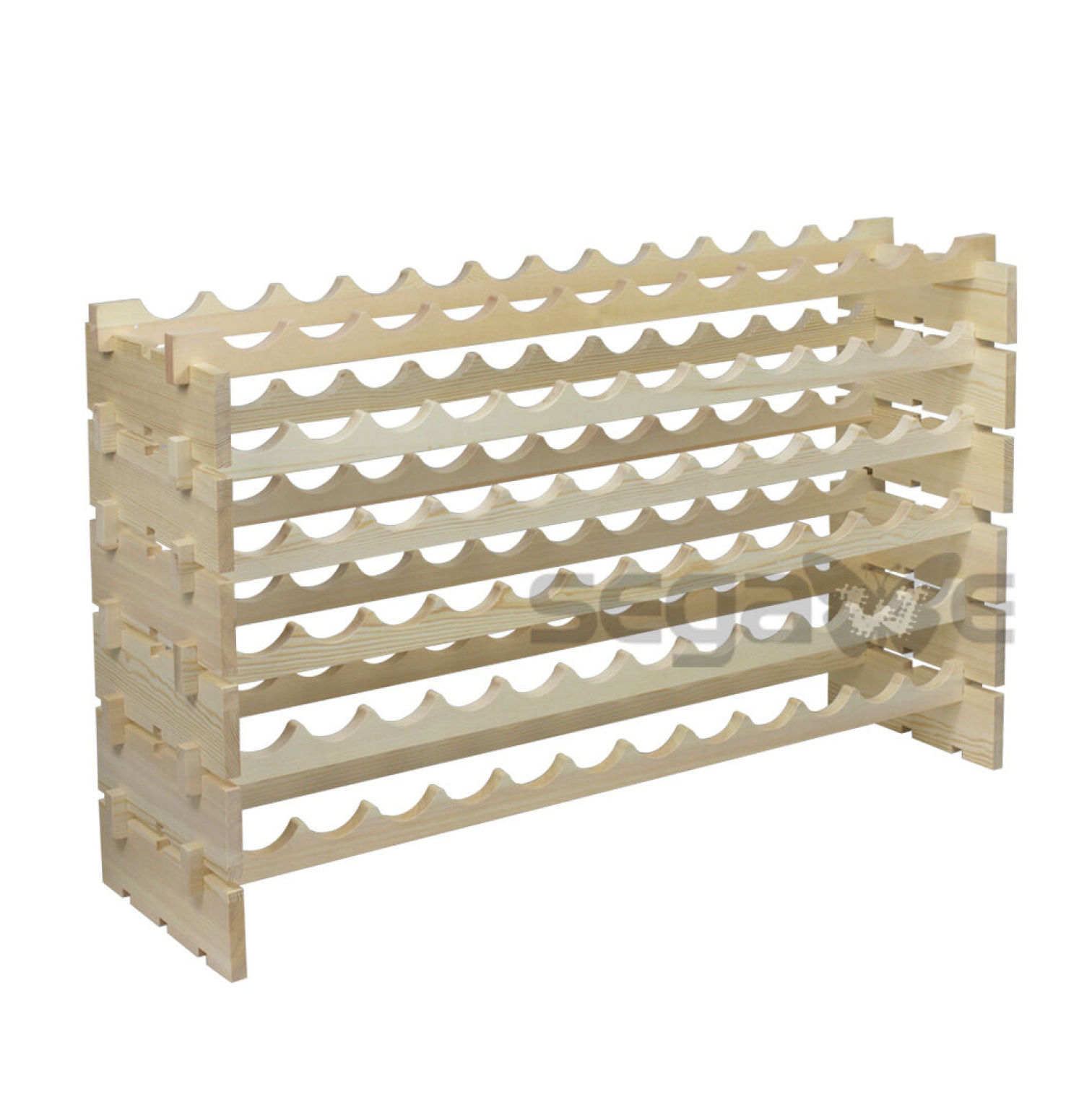Lorelia Wine Rack 72 Bottles Stackable Storage 6 Tier Solid Wood ...