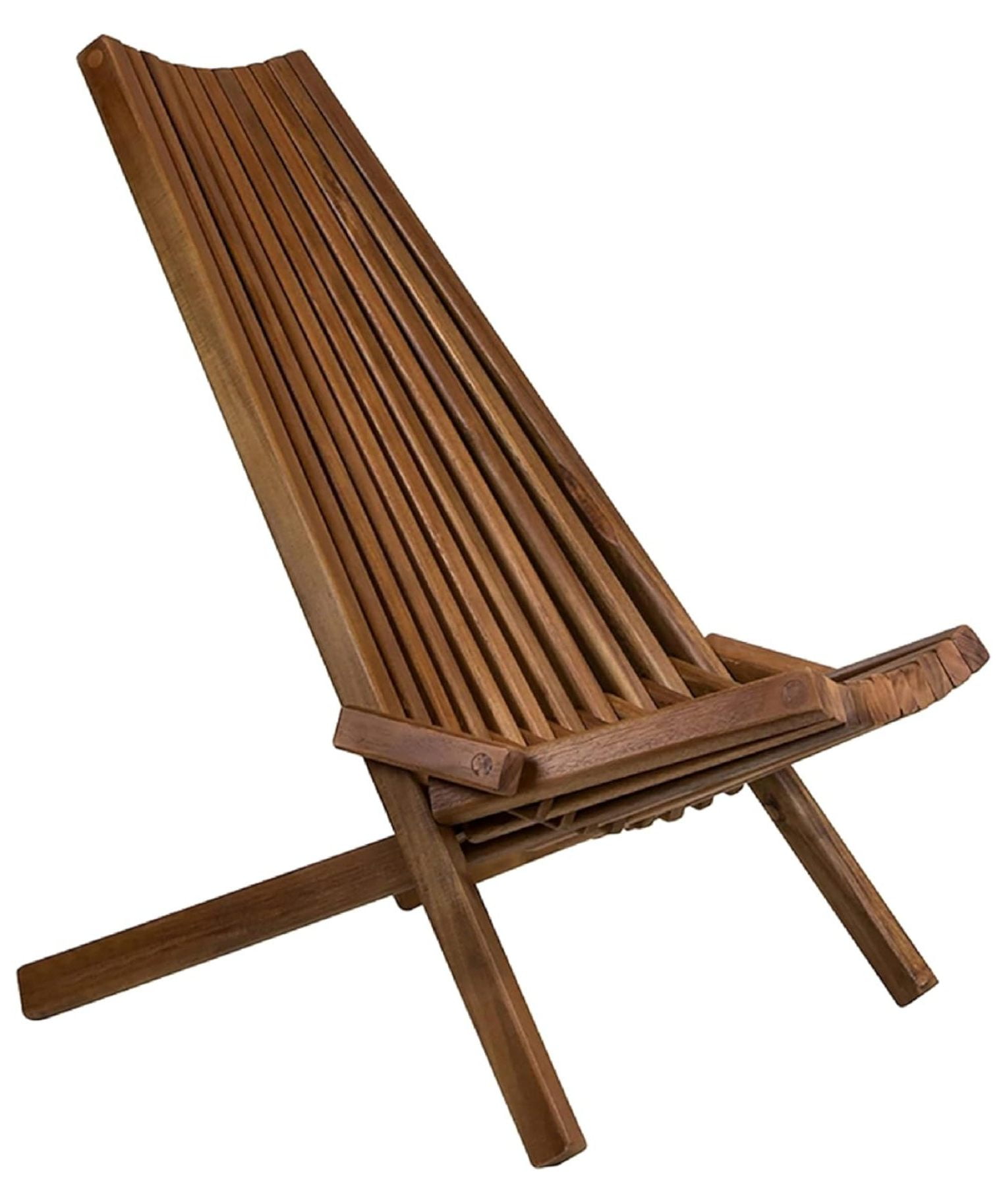 Espresso Acacia Wood Foldable Outdoor Lounge Chair