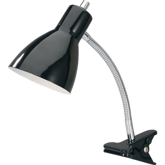 Lorell 10-watt LED Bulb Clip-on Desk Lamp - 15.5" Height - 3" Width - 10 W LED Bulb - Plastic - Desk Mountable - Black - for Desk, Table | Bundle of 2 Each