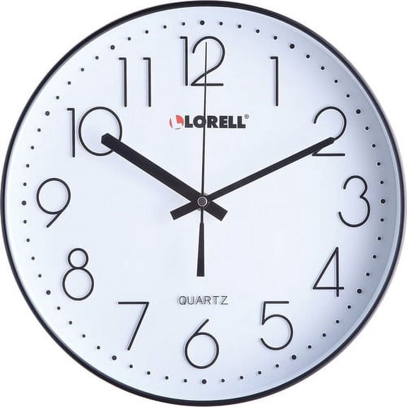 Lorell 12" Quiet Wall Clock - Analog - Quartz - Black | Bundle of 10 Each