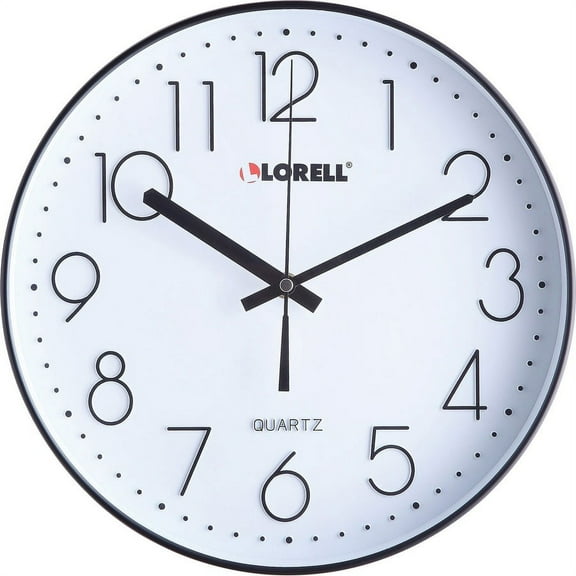 Lorell 12" Quiet Wall Clock - Analog - Quartz - Black | Bundle of 2 Each