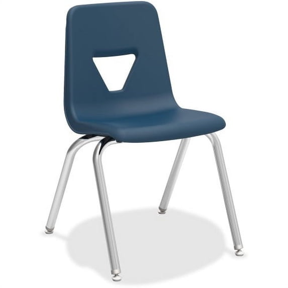 Lorell, 18" Seat-height Stacking Student Chairs, 4 / Carton, Navy