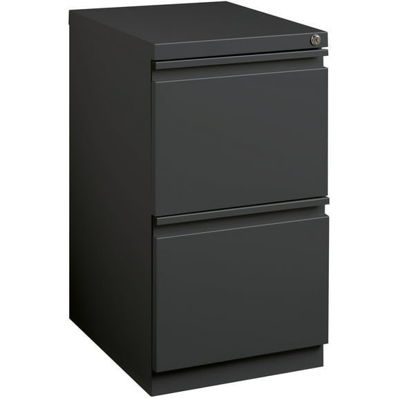 Lorell 19-7/8"D Vertical 2-Drawer Mobile Pedestal File Cabinet, Charcoal