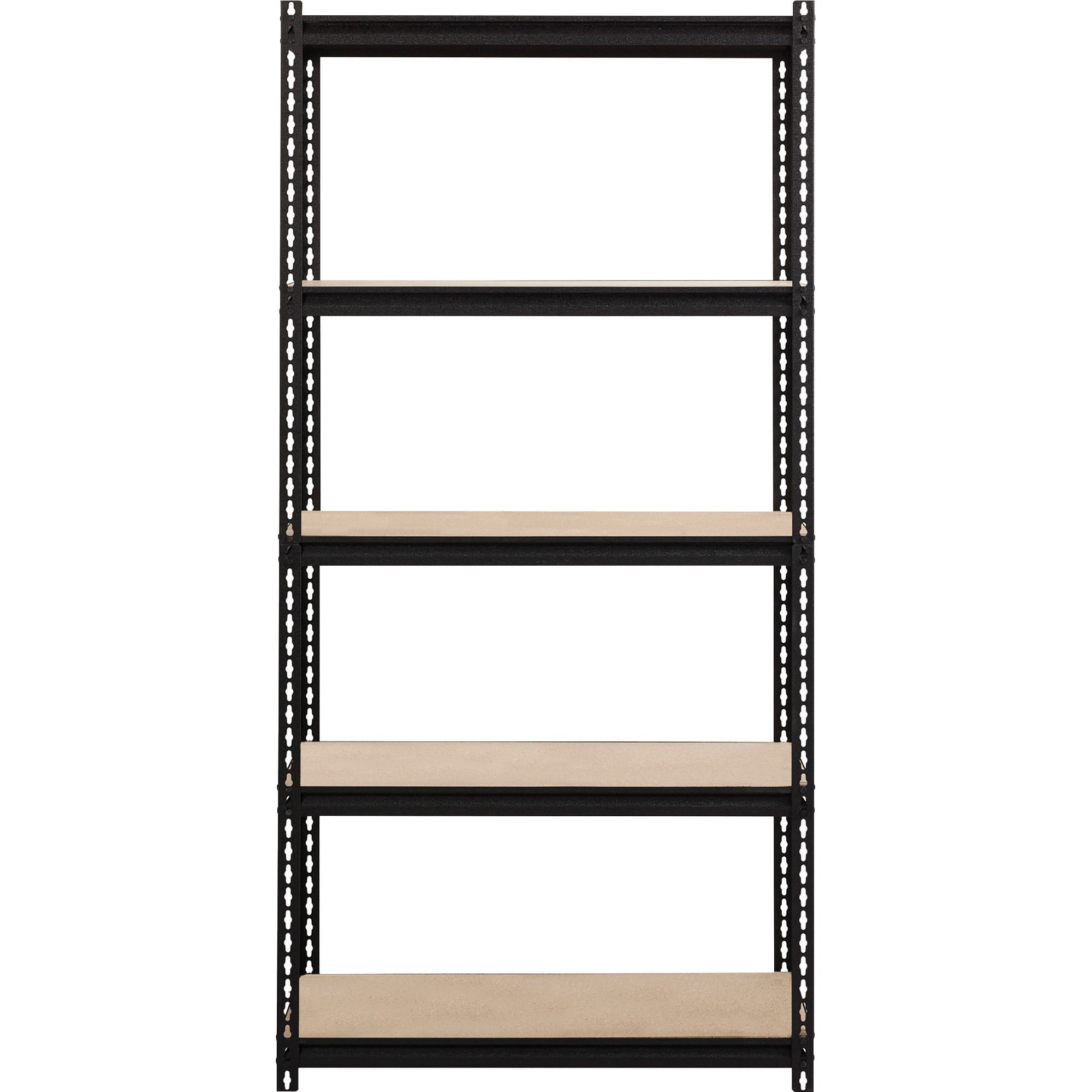 Lorell 2,300 Lb Capacity Riveted Steel Shelving - 72" Height X 36" Width X 18" Depth - 30% Recycled - Black - Steel, Particleboard - 1 Each