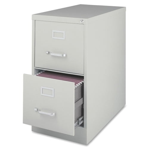 Lorell 2-Drawer Vertical File w/ Lock 15"x26-1/2"x28-3/8" Lt Gray 60195