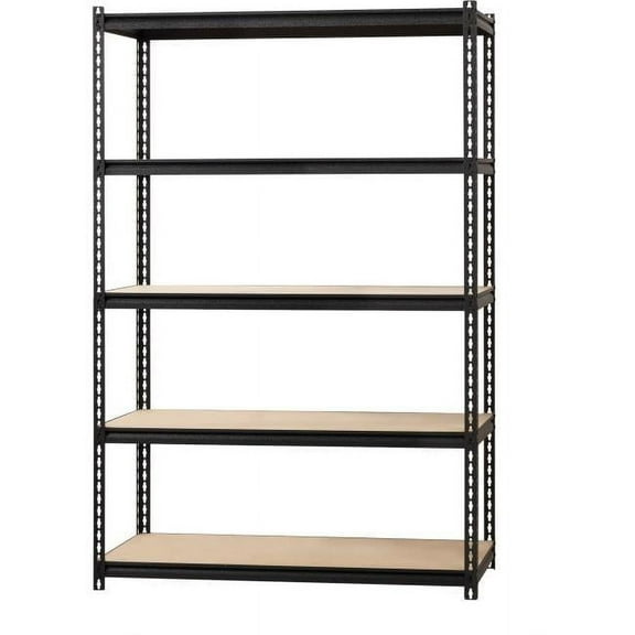 Lorell  2300 lbs Riveted Steel Shelving - Black - 48 x 24 x 72 in.
