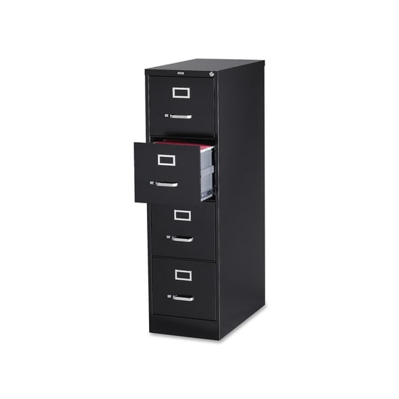 Lorell 4-Drawer Vertical File w/ Lock 15"x26-1/2"x52" Black 60191