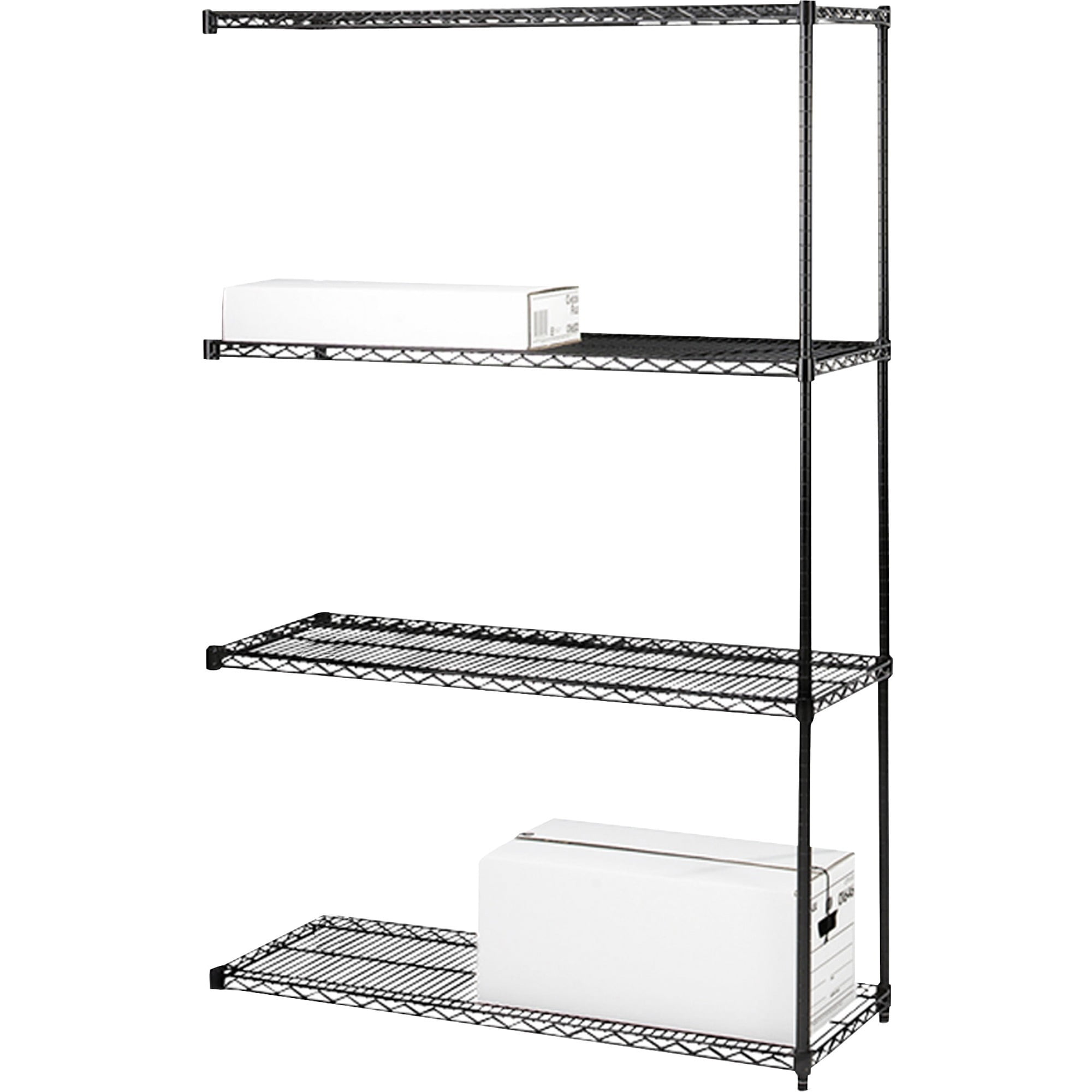 Lorell 4Tier Industrial Wire Shelving AddOnUnit, Black