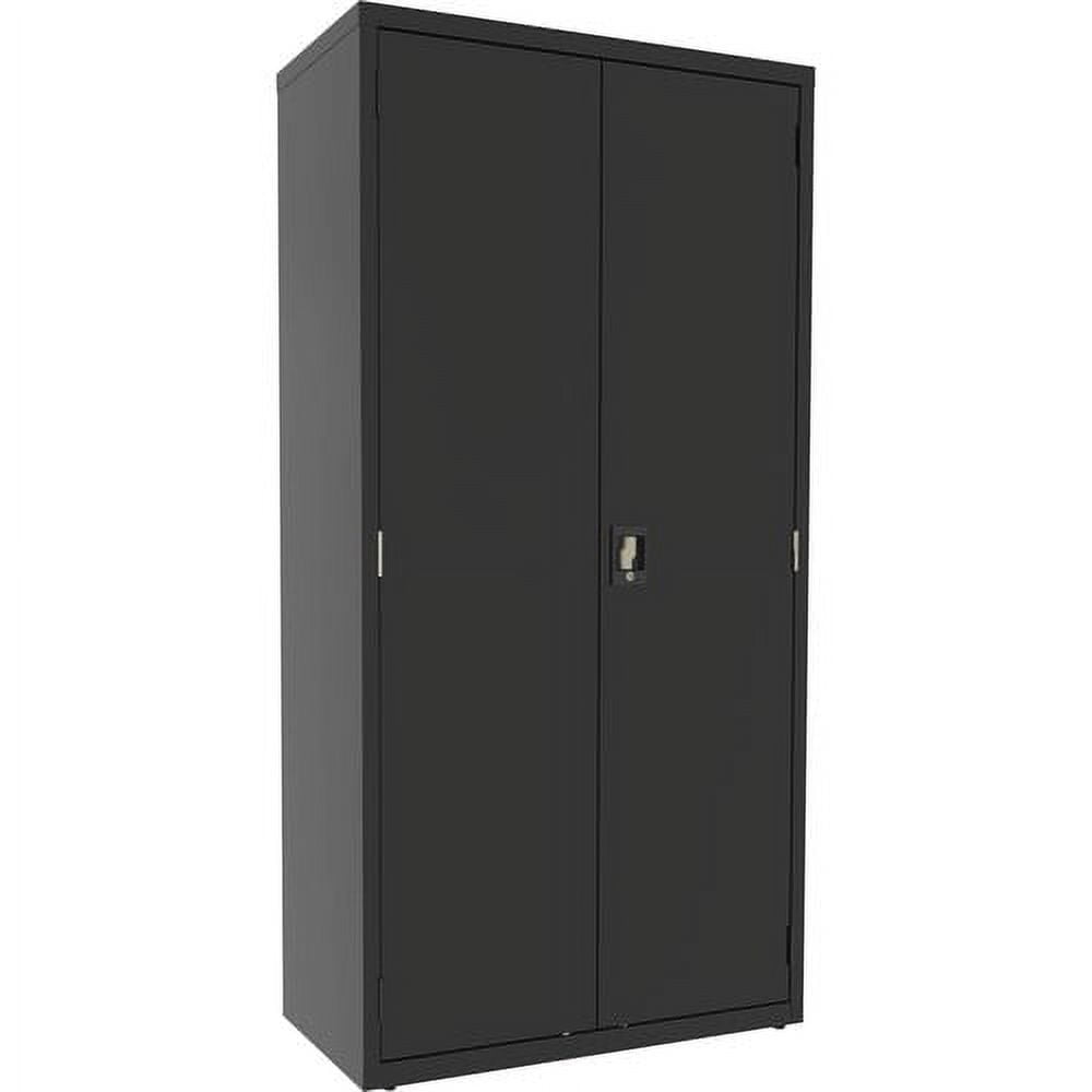 Lorell Adjustable 4-Shelf Black Steel Janitorial Office Cabinet