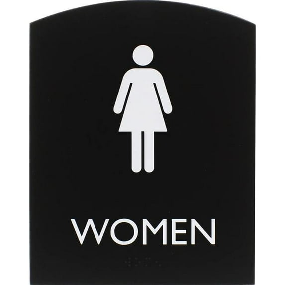 Lorell LLR02674 6.8 x 8.5 in. Rectangle Arched Women Restroom Sign - Plastic - Black