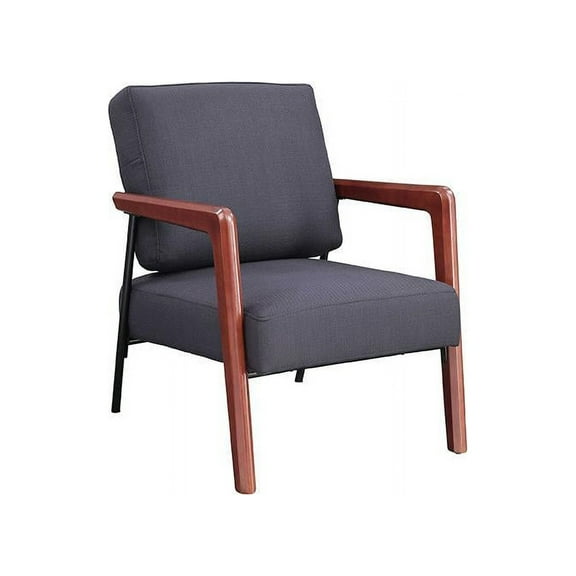 Lorell, Fabric Back/Seat Rubber Wood Lounge Chair, 1 Each, Black